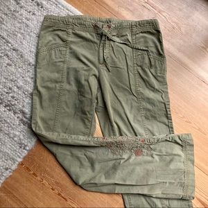 Prana Sage Green Cotton Drawstring Pants Large
